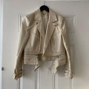 Cream Faux Leather Jacket XL (fits L)